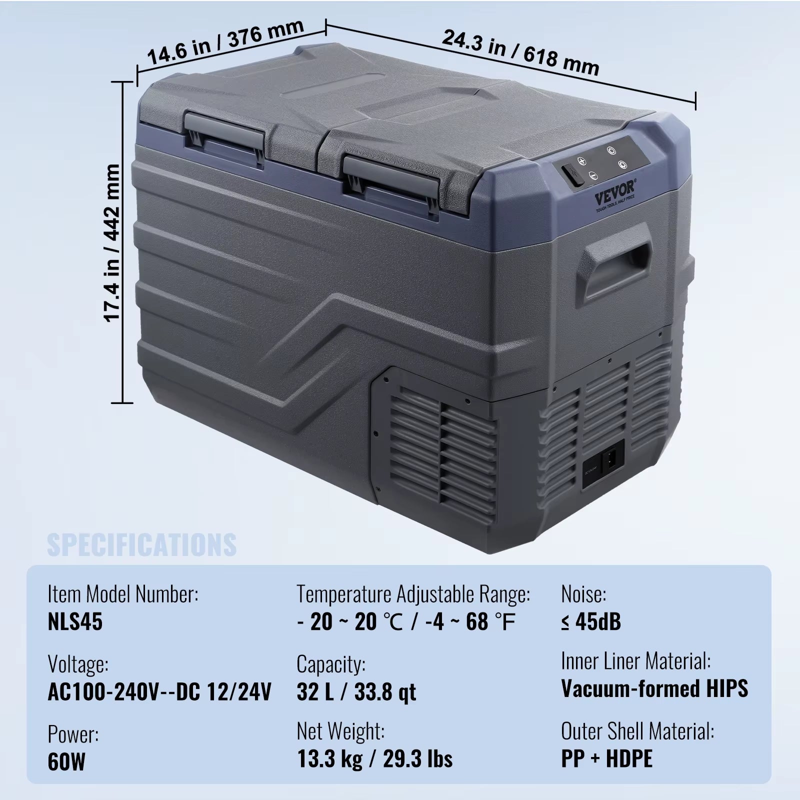 Succebuy Car Refrigerator 12 Volt Car Refrigerator Fridge 40 L Dual Zone -4℉-68℉12/24V DC 100-240V AC for Outdoor Camping RV