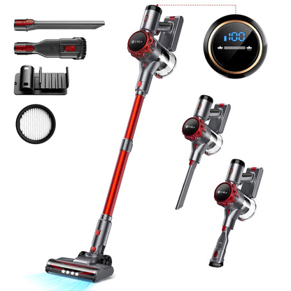 YISORA Cordless Vacuum Cleaner, 40Kpa 55Mins Running Time Wireless Vacuum Cleaner with Touchscreen for Pet Hair, Carpet