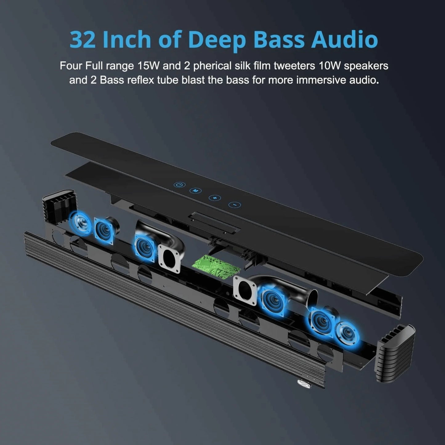 Norcent KB2020 Black Mamba Series 32" 80W Bluetooth Sound Bar with Remote Option