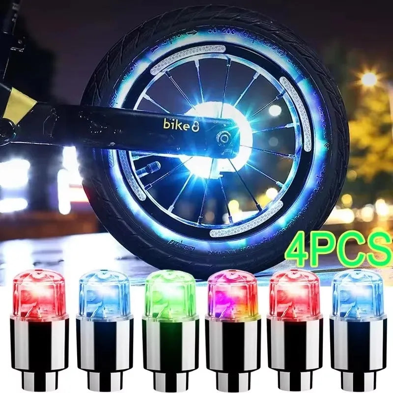 Durable Tire Valve Cap Lights - 2/4/8 Pack for Cars, Motorcycles, and Bicycles