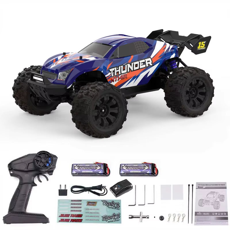 JIUSI MT14R 1/14 Scale Brushless Remote Control Car - High-Speed Off-Road Racing at 80 Km/h with 23-26 Minutes Battery Life, 2.4G Technology