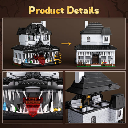Haunted House Building Brick Set with LED Lighting - Decorative Model for Halloween Gifts for Children