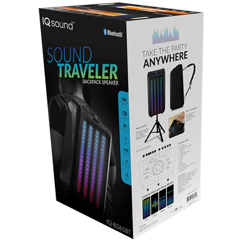 Supersonic 2 X 6.5" Sound Traveler Portable Backpack Speaker W TWS, LED Lights (IQ-8265BT)