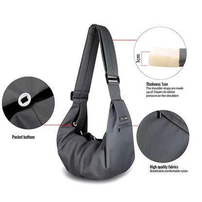 Stylish Pet Sling Carrier Bag for Small Dogs and Cats - Portable Nylon Shoulder Messenger for Outdoor Adventures