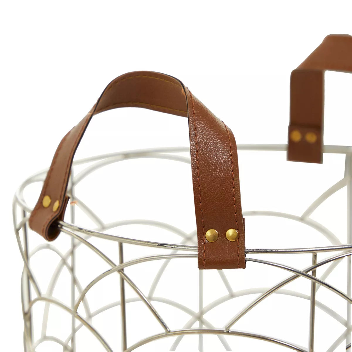 Set of 3 Silver Metal Storage Baskets - Luxury Round Decorative Organizers