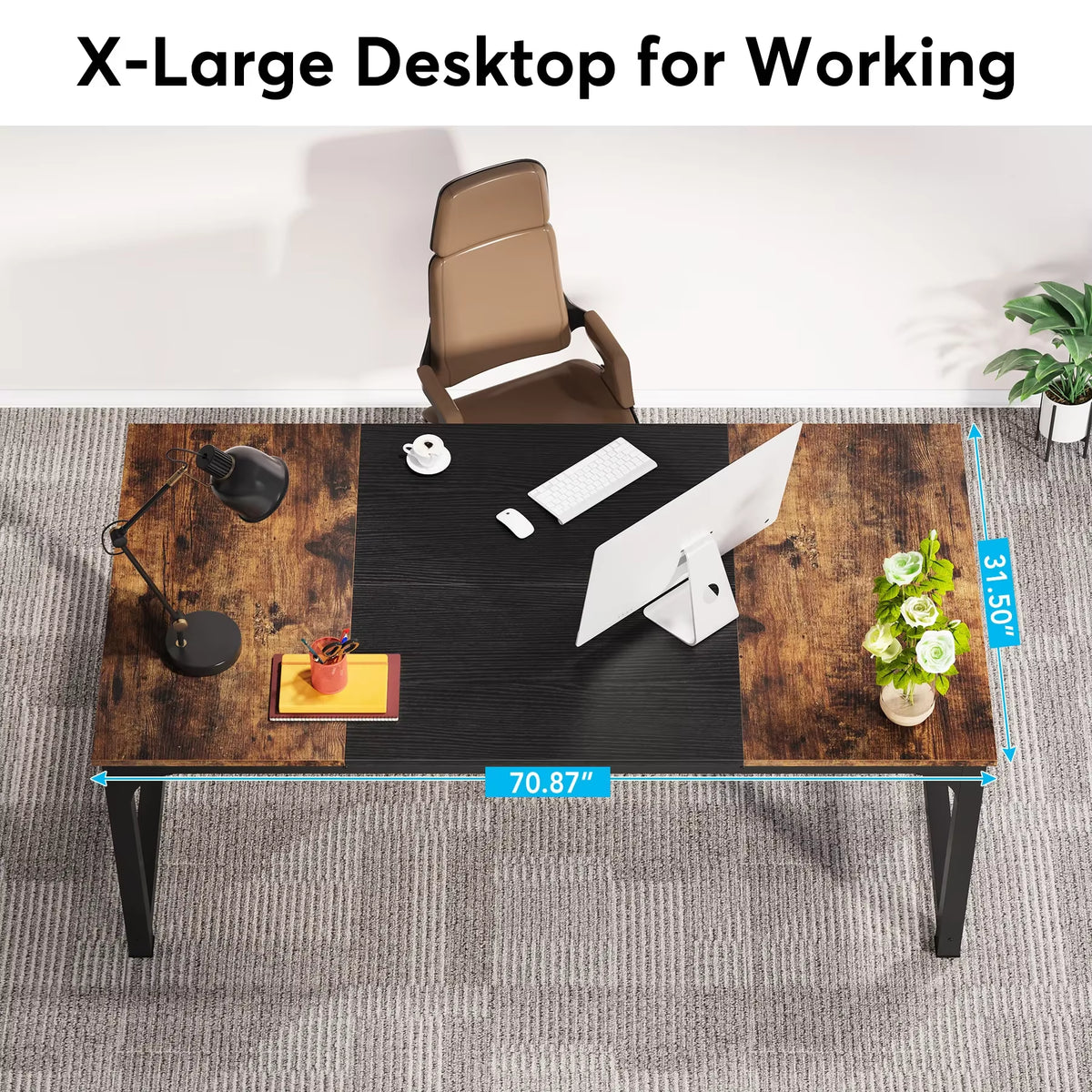 Tribesigns Contemporary Large Office Computer Desk - Versatile Workstation for Home and Study