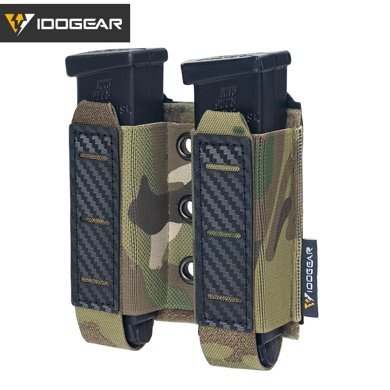 Tactical Mag Pouch 9Mm Double Mag Carrier Carbon Fiber MOLLE Pouch Camo 3590