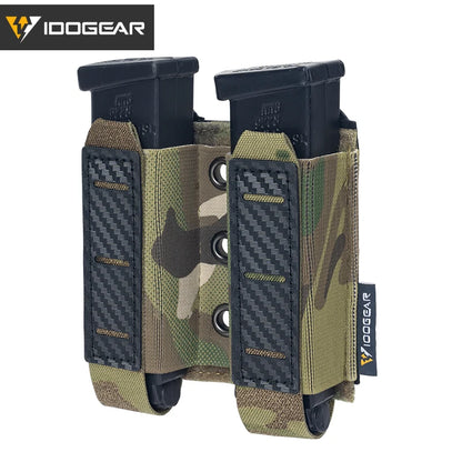 Tactical Mag Pouch 9Mm Double Mag Carrier Carbon Fiber MOLLE Pouch Camo 3590