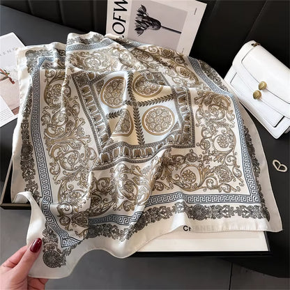 2025 New Fashion 70X70Cmprinted Women'S Scarf Pashmina Silk Scarf Square Shawl Decorative Headband Neck Luxury Design Bandana