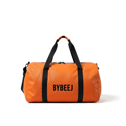 BYBEEJ 40L Travel Duffle Bag – Premium Leather Weekender for Men, Durable & Spacious Overnight Bag for Business, Gym & Adventure - (Orange)