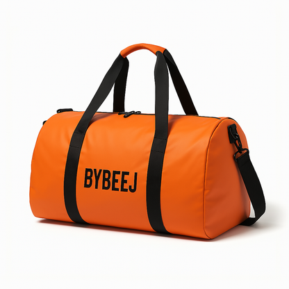 BYBEEJ 40L Travel Duffle Bag – Premium Leather Weekender for Men, Durable & Spacious Overnight Bag for Business, Gym & Adventure - (Orange)