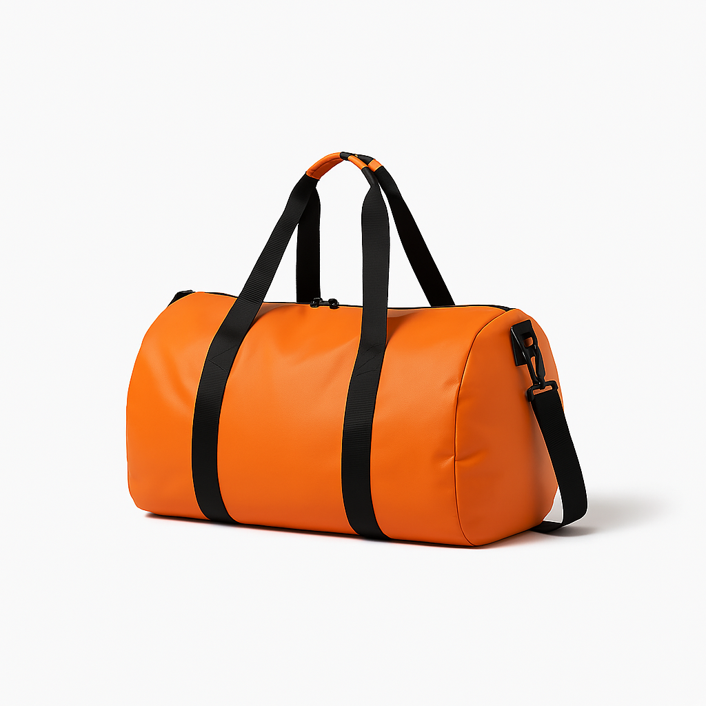BYBEEJ 40L Travel Duffle Bag – Premium Leather Weekender for Men, Durable & Spacious Overnight Bag for Business, Gym & Adventure - (Orange)