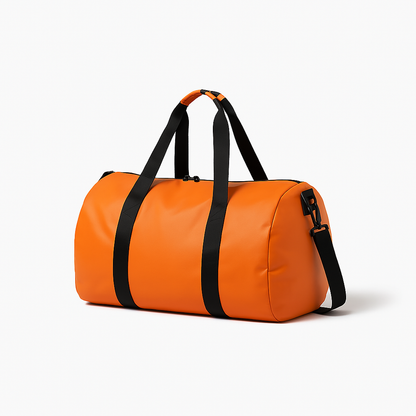 BYBEEJ 40L Travel Duffle Bag – Premium Leather Weekender for Men, Durable & Spacious Overnight Bag for Business, Gym & Adventure - (Orange)