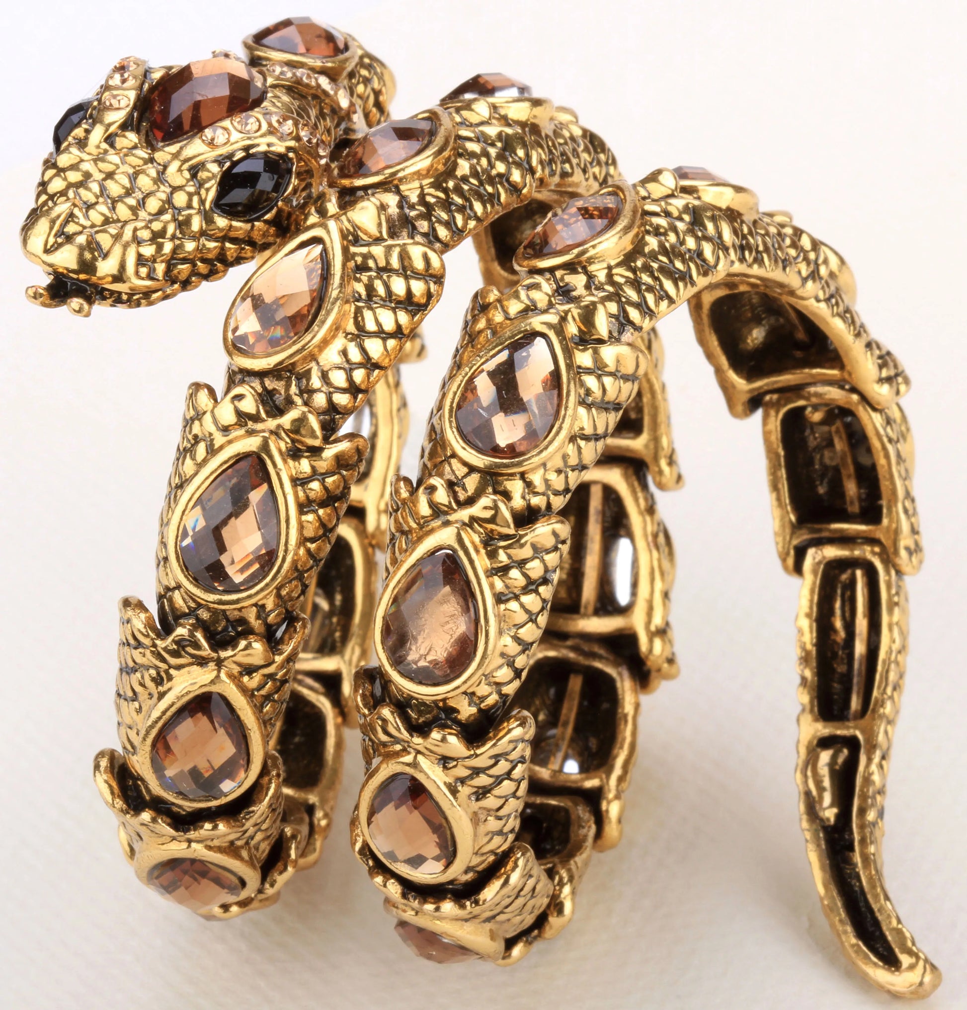 YACQ Stretch Snake Bracelet Armlet Upper Arm Cuff Women Punk Rock Crystal Bangle Jewelry Gold Silver Color Dropshipping A32