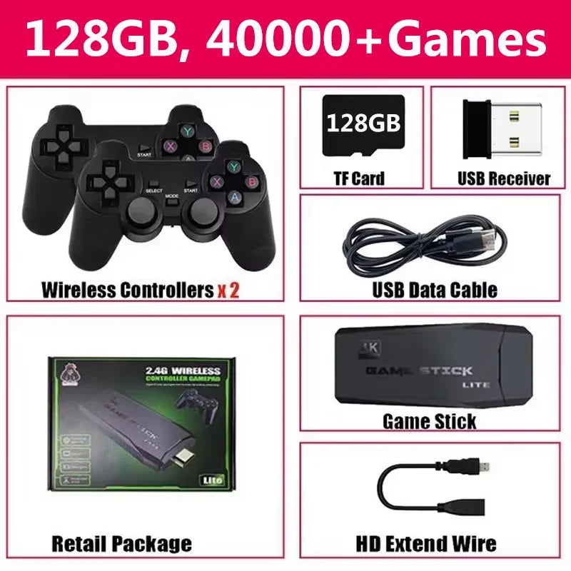 M8 Video Game Console 4K Built-In 40000 Games Wireless Controller TV Game Stick Retro Handheld Game Player for PS1/MAZE