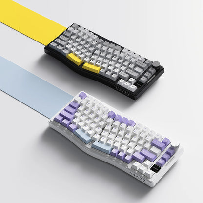 AKS075 Alice Three-Mode Mechanical Keyboard Game and Structure Ergonomic Keyboard + Custom Screen RGB DIY