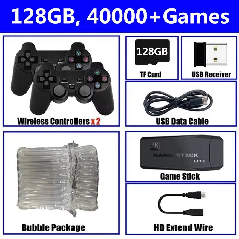 M8 Video Game Console 4K Built-In 40000 Games Wireless Controller TV Game Stick Retro Handheld Game Player for PS1/MAZE