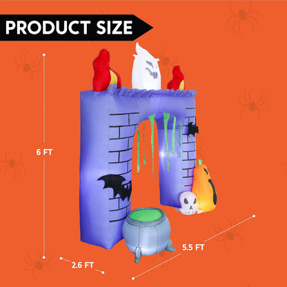 6-Foot Tall Inflatable Haunted Castle Decoration for Halloween with Ghost and Pumpkin Trunk or Treat Car Decorations Kit