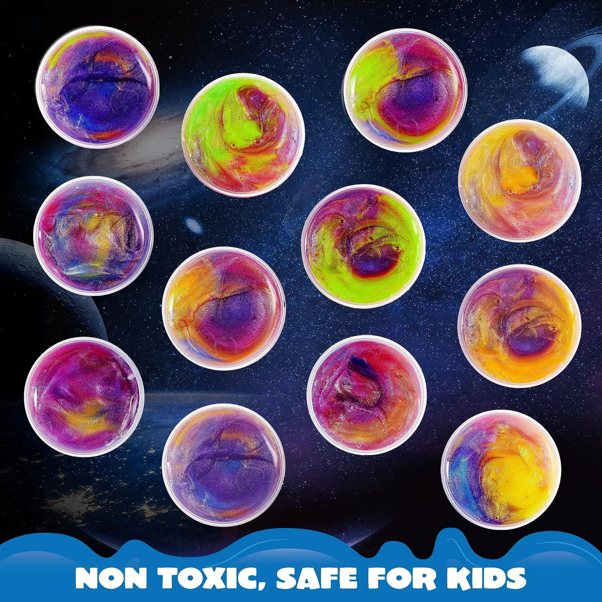Joyfy 36-Piece Galaxy Slime Cup Party Favors - Stretchy, Non-Sticky, Safe for Classroom Rewards and Birthday Celebrations