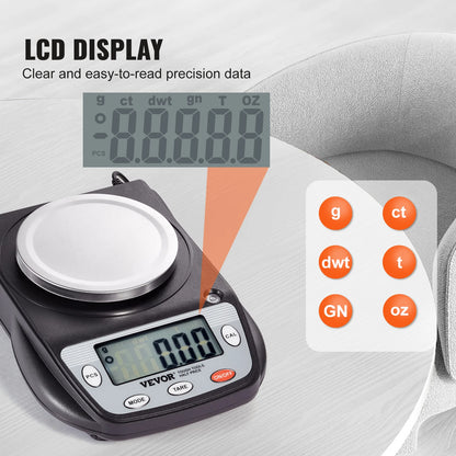 Succebuy Analytical Balance 600X 0.01G Accuracy High Precision Lab Scale LCD Display Digital Jewelry Weighing Scale Lab Jewelry