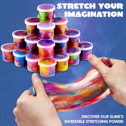 Joyfy 36-Piece Galaxy Slime Cup Party Favors - Stretchy, Non-Sticky, Safe for Classroom Rewards and Birthday Celebrations