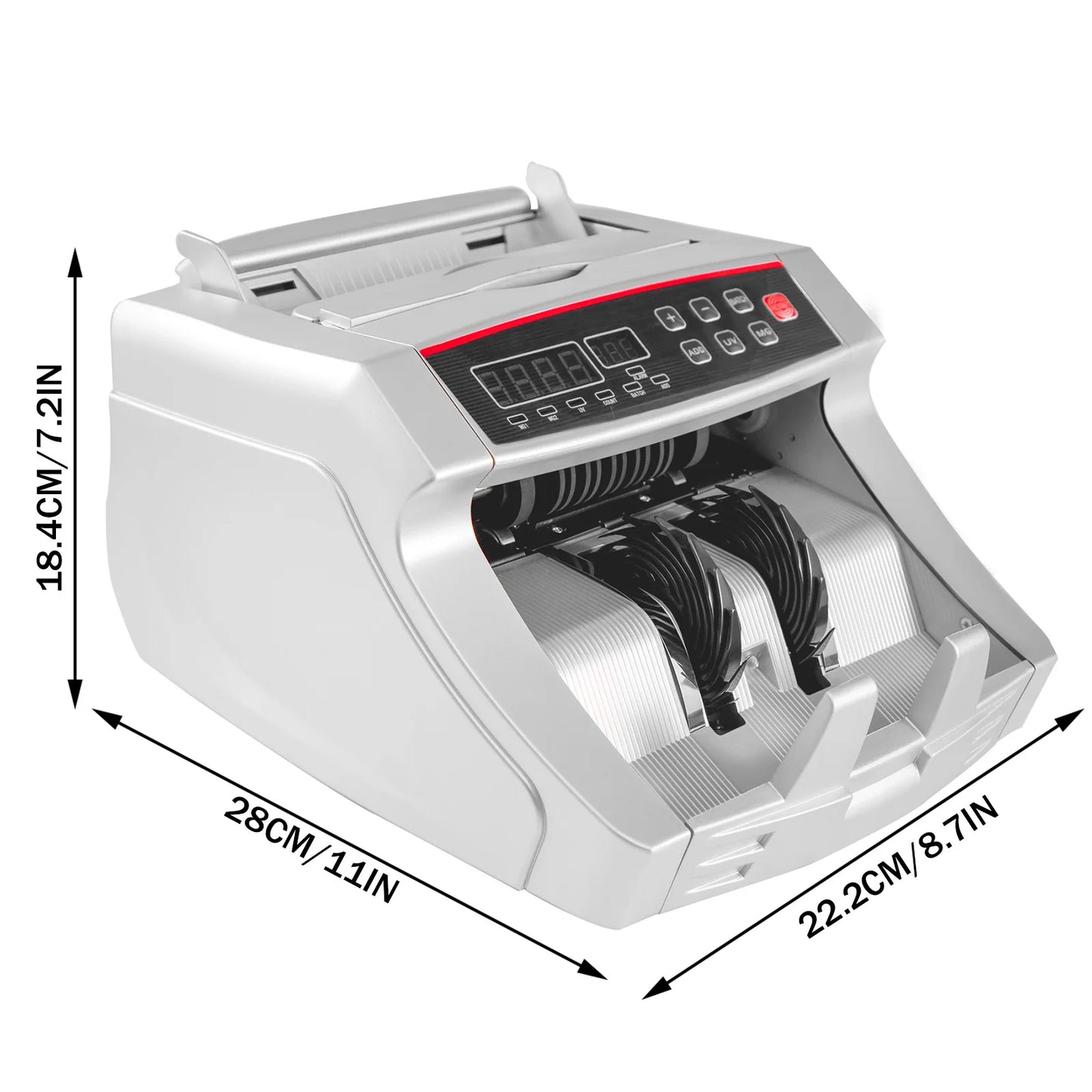 1000Pcs/Min Money Counter Business Cash Register Euros Bills Fake Banknote Detector by UV & MG Function for Banks Shops