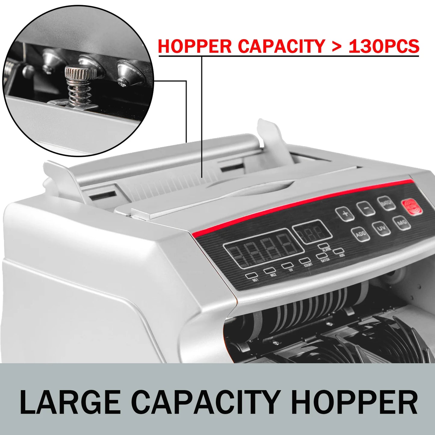 1000Pcs/Min Money Counter Business Cash Register Euros Bills Fake Banknote Detector by UV & MG Function for Banks Shops