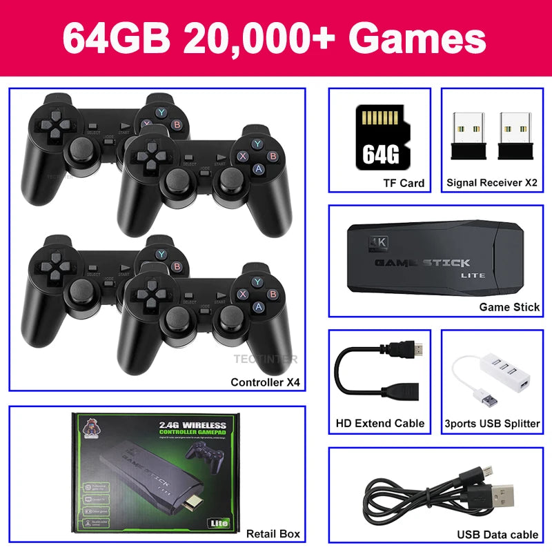 M8 Video Game Console 4K Built-In 40000 Games Wireless Controller TV Game Stick Retro Handheld Game Player for PS1/MAZE