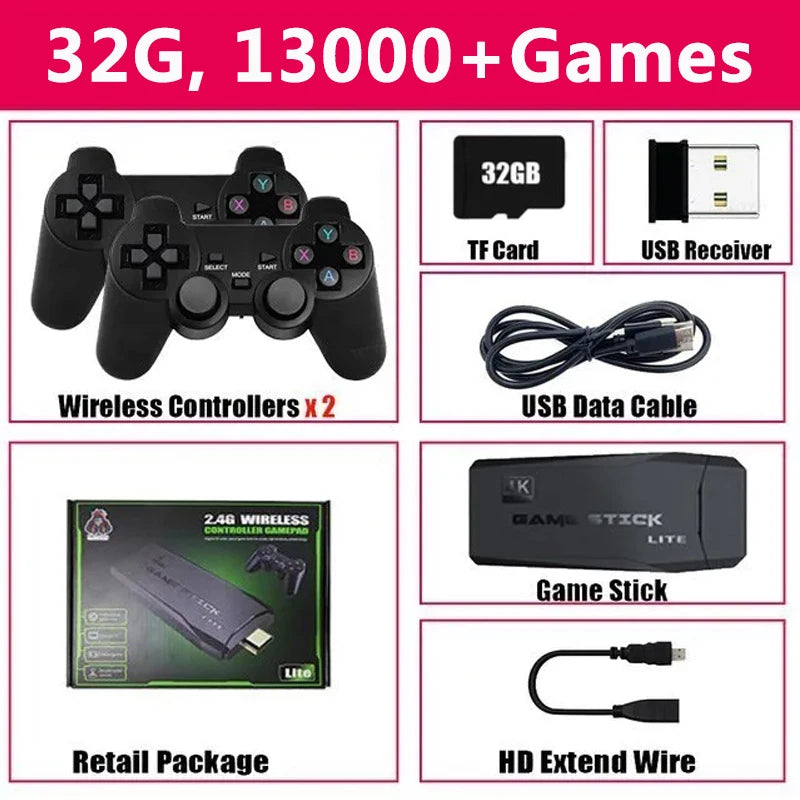 M8 Video Game Console 4K Built-In 40000 Games Wireless Controller TV Game Stick Retro Handheld Game Player for PS1/MAZE
