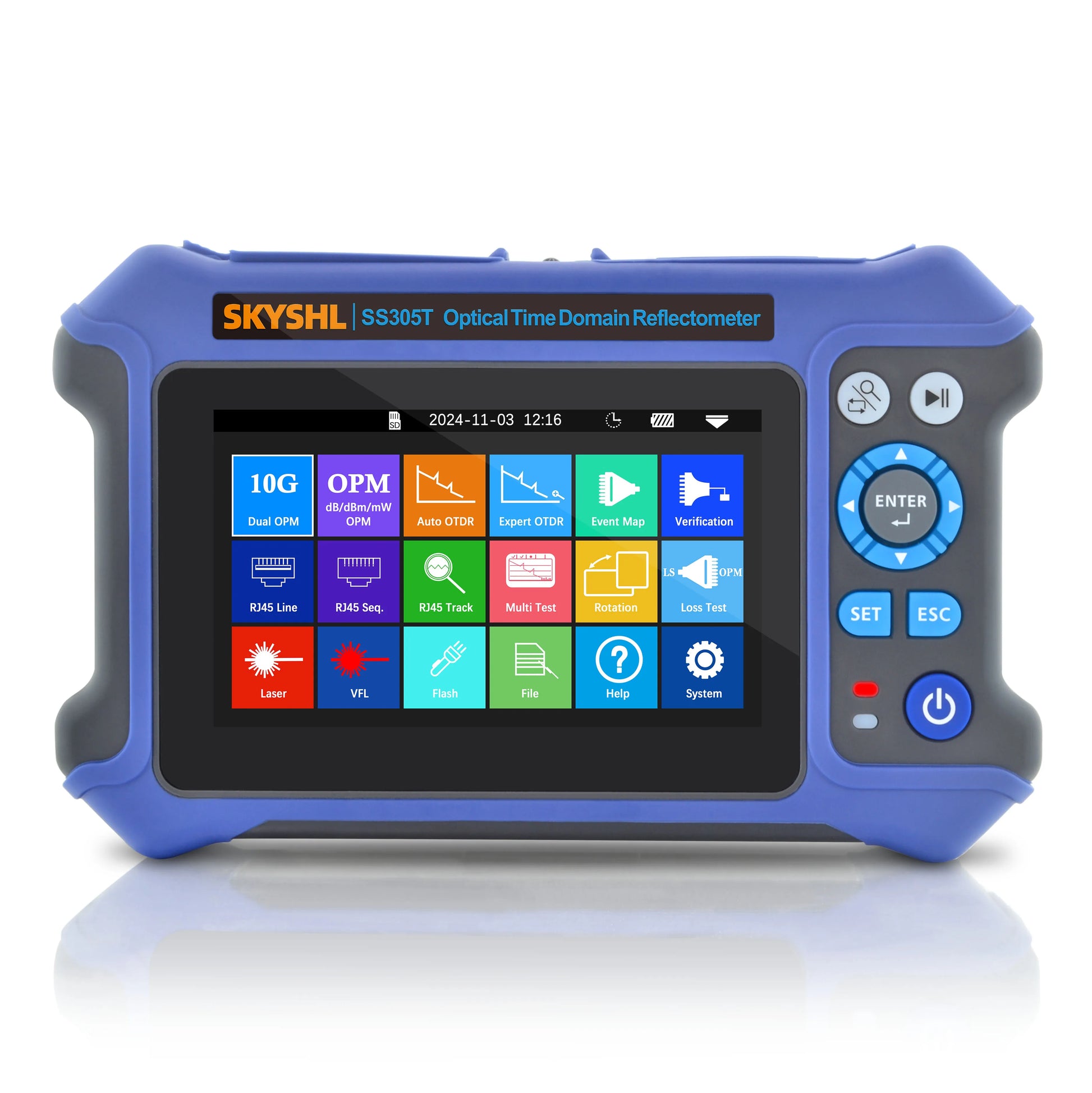 SKYSHL 1310Nm/28Db+1550Nm/26Db SM Fiber OTDR Tester Build in Opm+Ols+Vfl+Event Map Compatible with SC+FC+ST+LC/UPC&APC Connector