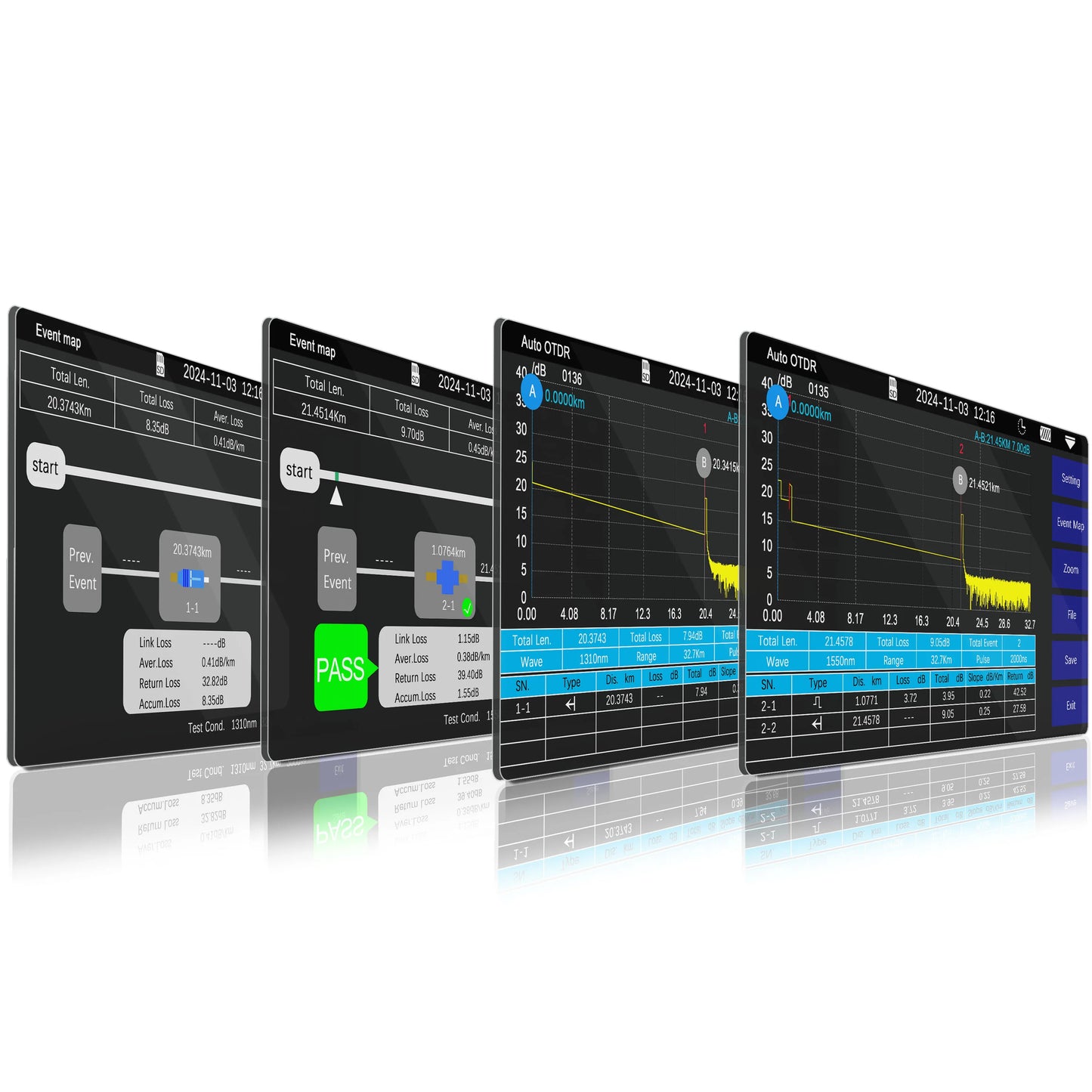 SKYSHL 1310Nm/28Db+1550Nm/26Db SM Fiber OTDR Tester Build in Opm+Ols+Vfl+Event Map Compatible with SC+FC+ST+LC/UPC&APC Connector