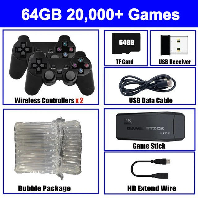 M8 Video Game Console 4K Built-In 40000 Games Wireless Controller TV Game Stick Retro Handheld Game Player for PS1/MAZE