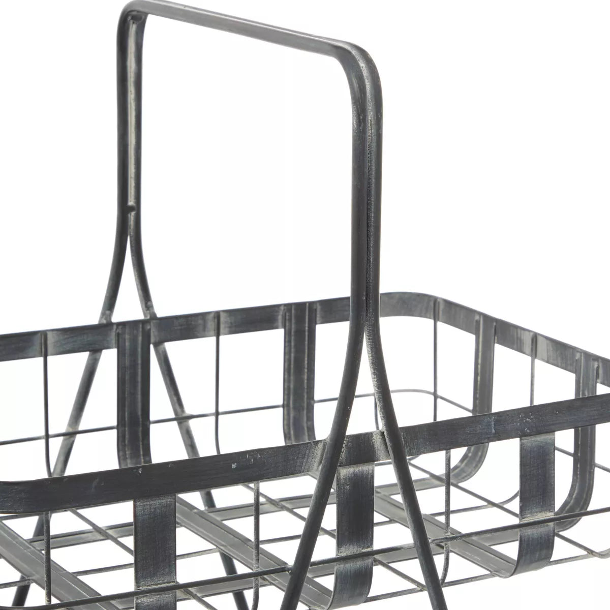 Iron Storage Basket Gray - Decorative Metal Bin for Blanket Storage, Novelty Shape, 22.85" Height