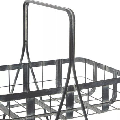 Iron Storage Basket Gray - Decorative Metal Bin for Blanket Storage, Novelty Shape, 22.85" Height