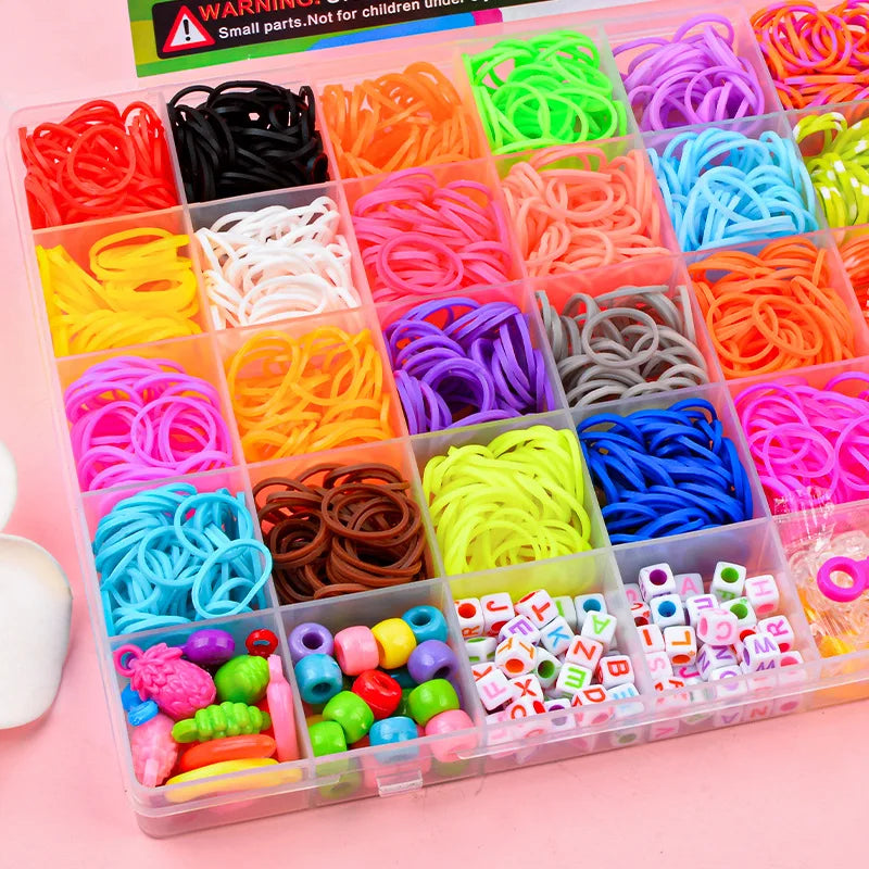 Creative Colorful Loom Bands Set Rainbow Bracelet Making Kit DIY Rubber Band Woven Bracelets Craft Toys for Girls Birthday Gifts