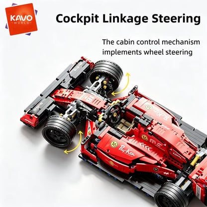 KAVOWORLD 1:10 Scale Large Sports Racing Car Building Blocks Set - 1137 Pieces MOC Formula DIY Assembly Model with Damping Suspension and Rotatable Tires, STEM Educational Toy for Desktop Display and Gift Giving for Friends and Family on Birthdays and Christmas