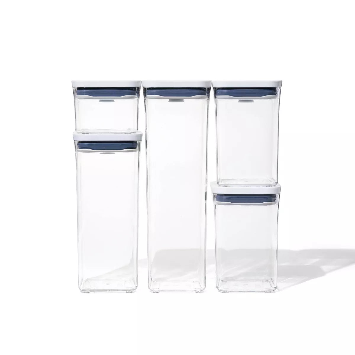 5-Piece BPA-Free Plastic Airtight Food Storage Container Set in White - Dishwasher Safe with Lifetime Warranty