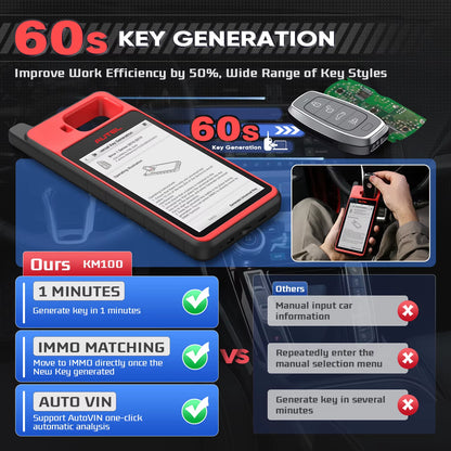 Autel MaxiIM KM100 KM100X Key Programming Tool with Lifetime Free IMMO and Key FOB Programming, OBD IMMO Key Learning, Compatible with IM508
