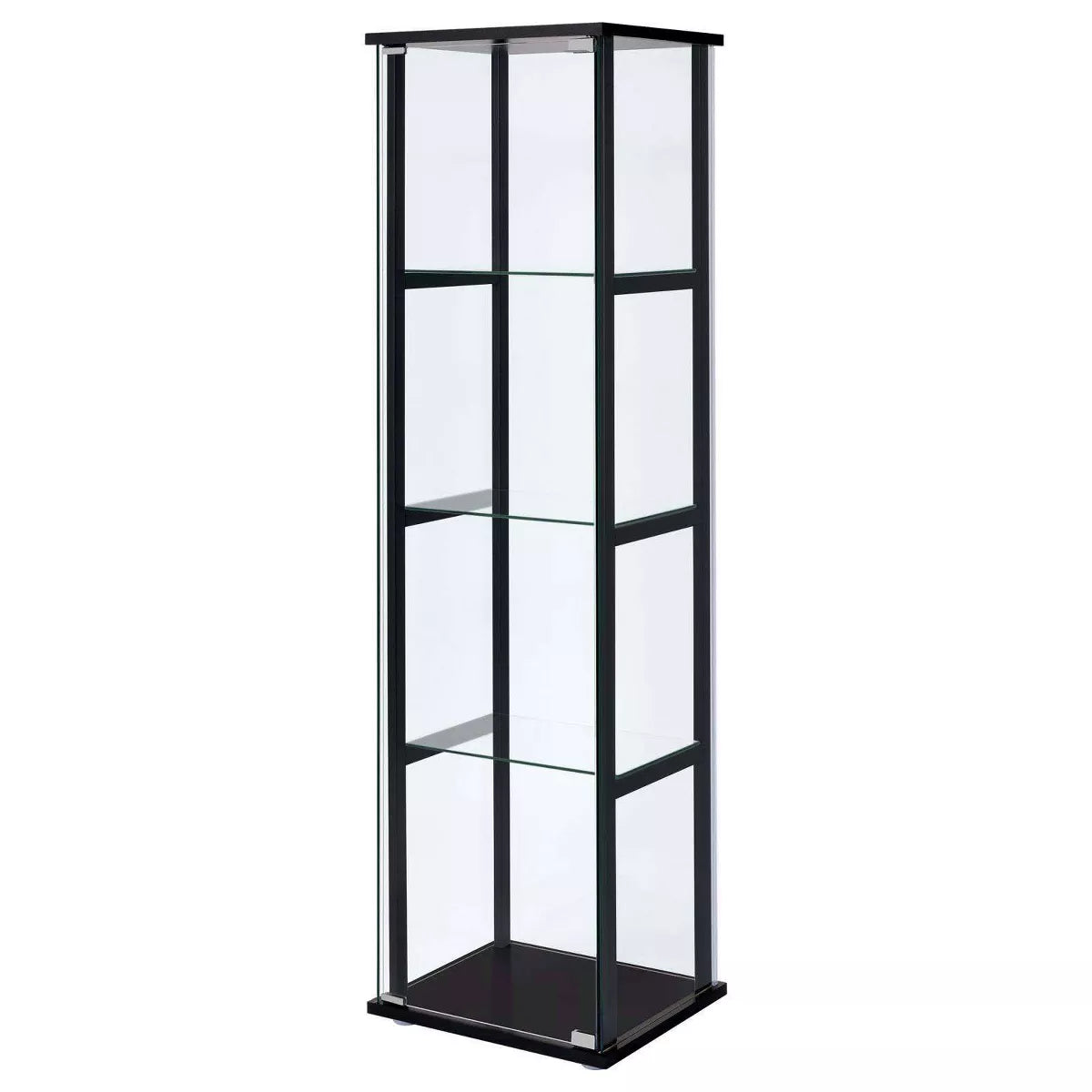 Cyclamen Contemporary 4-Shelf Glass Curio Cabinet in Black and Clear Finish