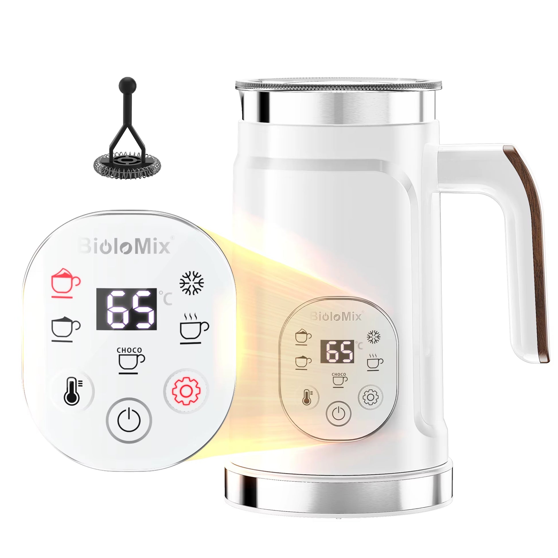 5-In-1 Milk Frother with LED Touch Screen – Hot & Cold Foam Maker for Lattes, Coffee & More