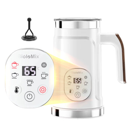 5-In-1 Milk Frother with LED Touch Screen – Hot & Cold Foam Maker for Lattes, Coffee & More