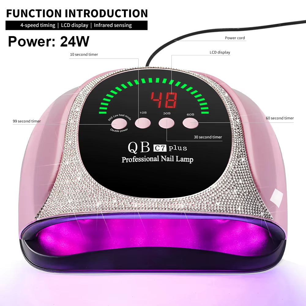 Professional UV/LED Nail Lamp 57 LEDS Quick Drying Gel Polish Curing Light with LCD Display Manicure Equipment for Acrylic Gel