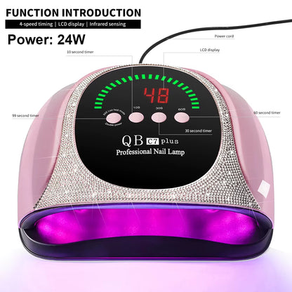 Professional UV/LED Nail Lamp 57 LEDS Quick Drying Gel Polish Curing Light with LCD Display Manicure Equipment for Acrylic Gel