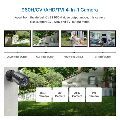 1080P 4 Pack HD TVI Security Cameras Outdoor Indoor Weatherproof Bullet Surveillance Camera for Analog CCTV DVR System