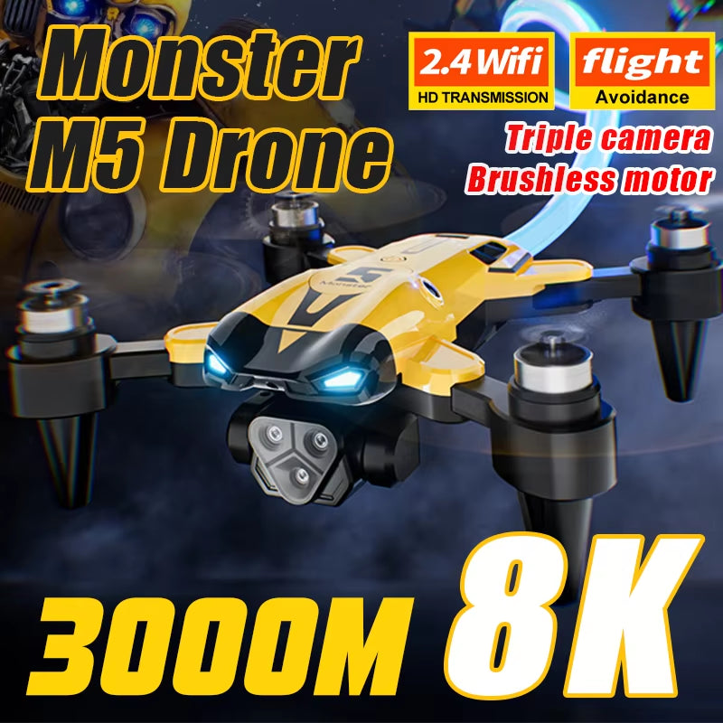 New M5 Max Drone 8K Professinal 4K HD Camera Wide Angle Optical Flow Localization Brushless Motor RC Quadcopter Apron Sell