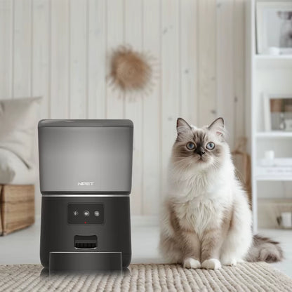 NPET 4L Automatic Smart Pet Feeder for Cats Dogs Multiple Pets with Stainless Steel Bowl Customize Healthy Food 1-9 Portions