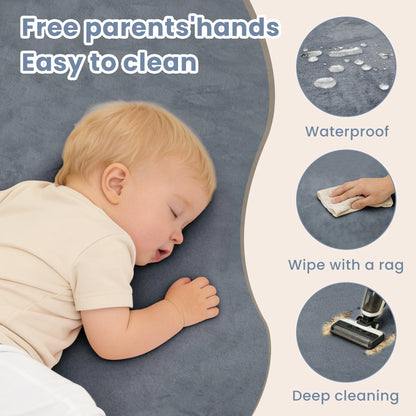 2cm Thick Memory Foam Baby Play Mat - Large Non-Slip Velvet Crawling Rug for Tummy Time and Nursery Use