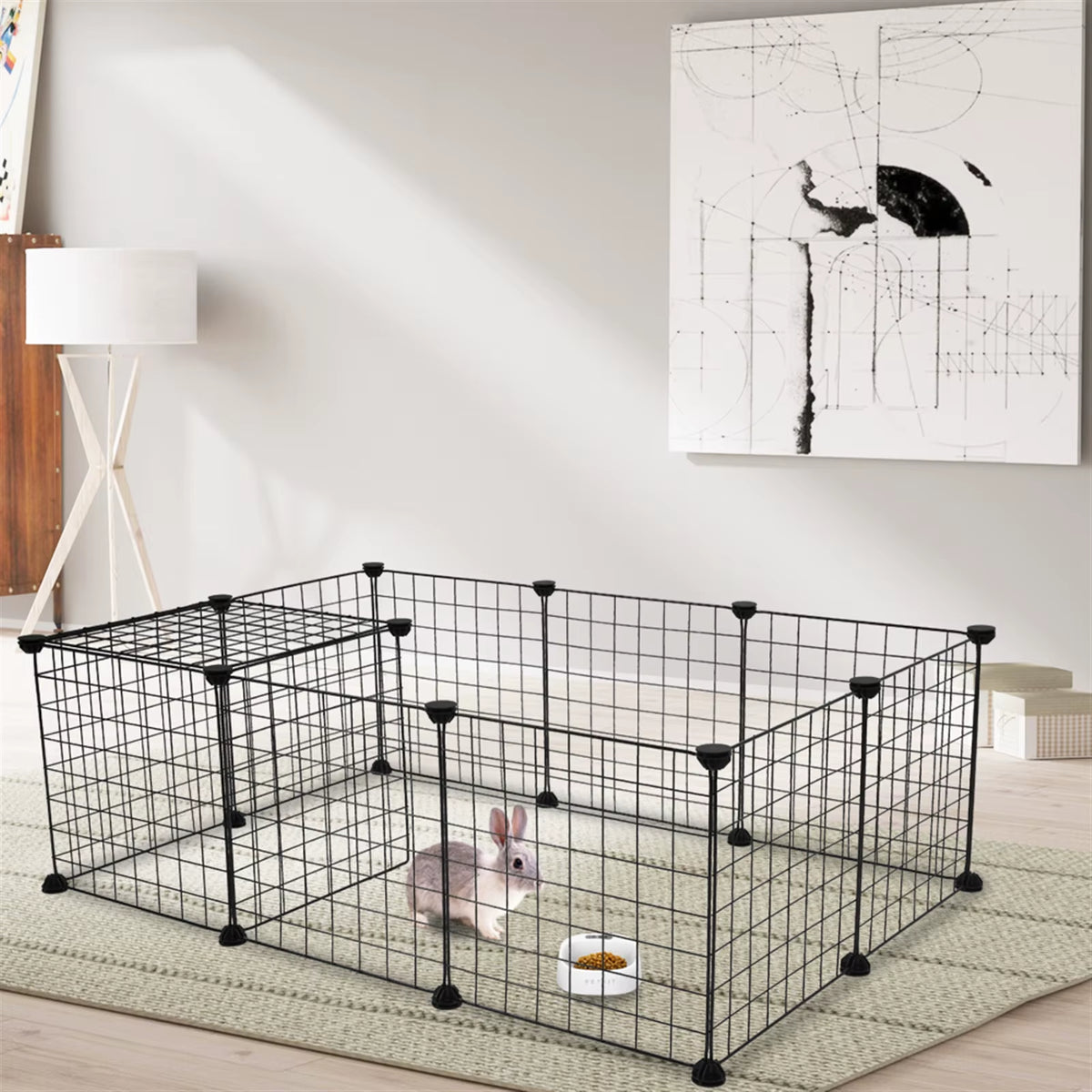 Indoor Portable Metal Wire Playpen for Small Animals - Ideal for Guinea Pigs and Rabbits