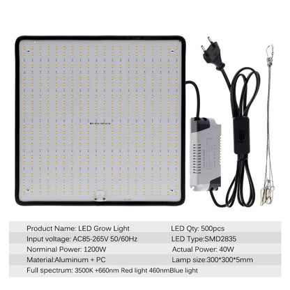 LED Grow Light Full Spectrum Phyto Lamp AC85-240V 40W for Indoor Grow Tent Plants Growth Light