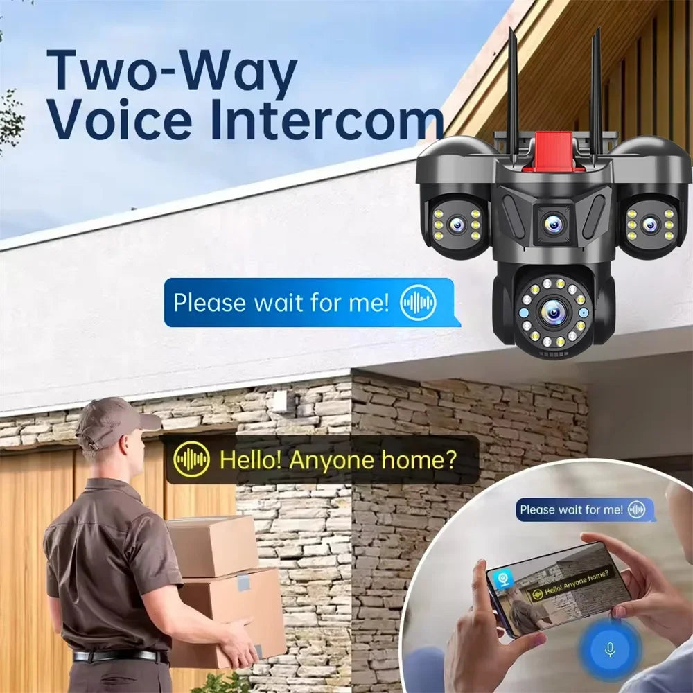 12K 24MP Outdoor Wifi Camera Triple Lens Home Security CCTV Video Surveillance System with Night Vision Triple Screens
